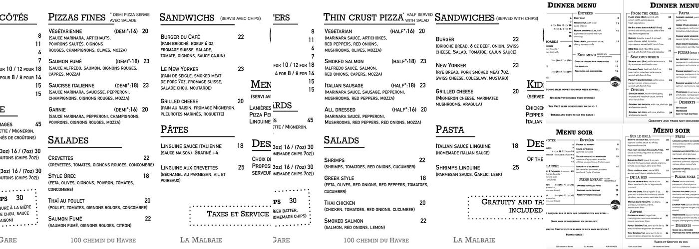 Café De La Gare Menu