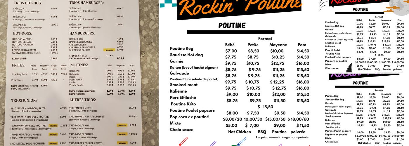 Le Spot à Poutine Menu