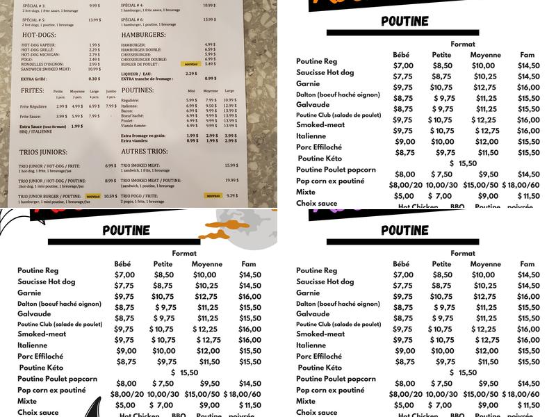 Le Spot à Poutine Menu