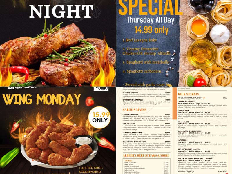 Kicks Saloon Restaurant & Bar and VLT Lounge Menu