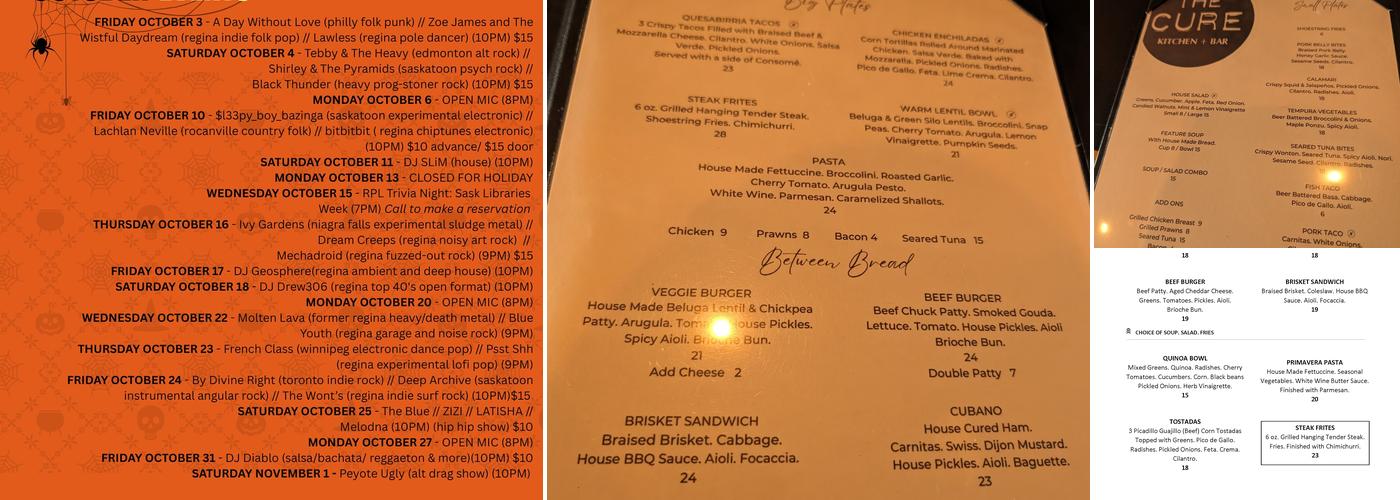 The Cure Kitchen + Bar Menu