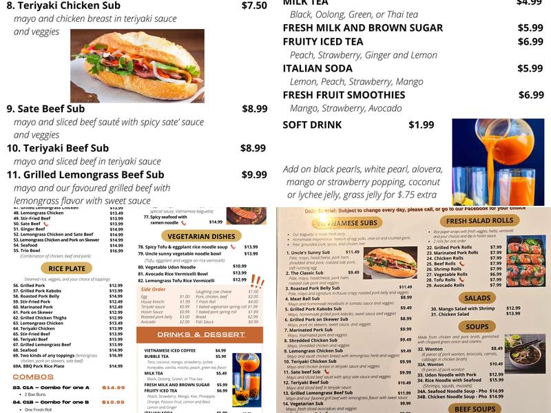 Uncle Sunny Menu