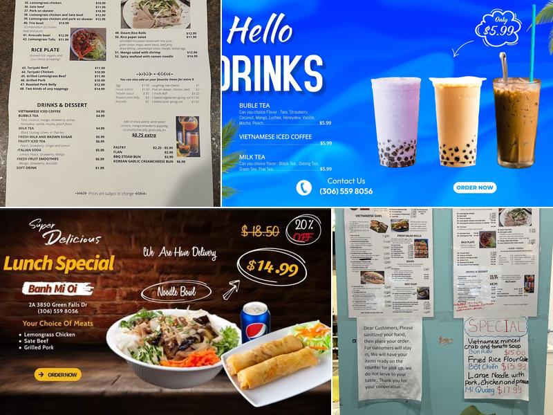 Banh Mi Oi Regina Menu