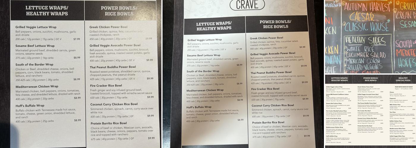 Crave Restaurant Menu