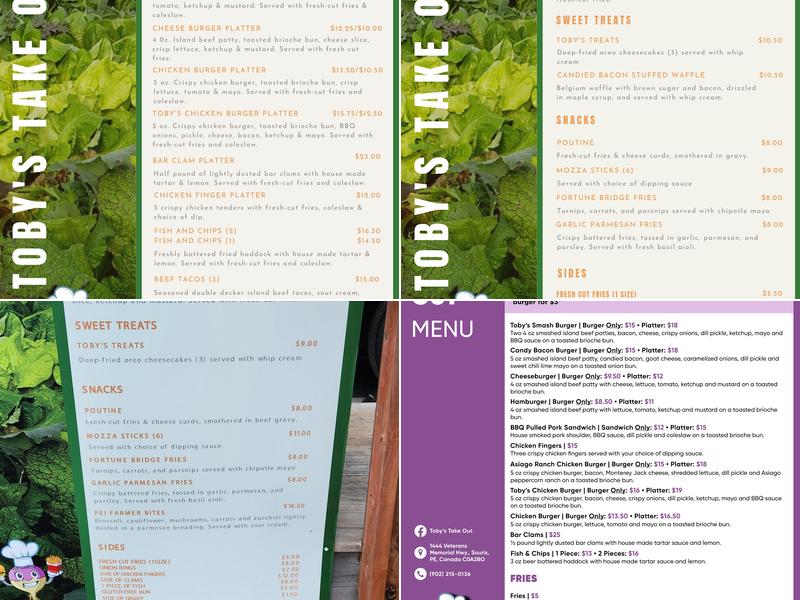 Toby’s Take-out Menu