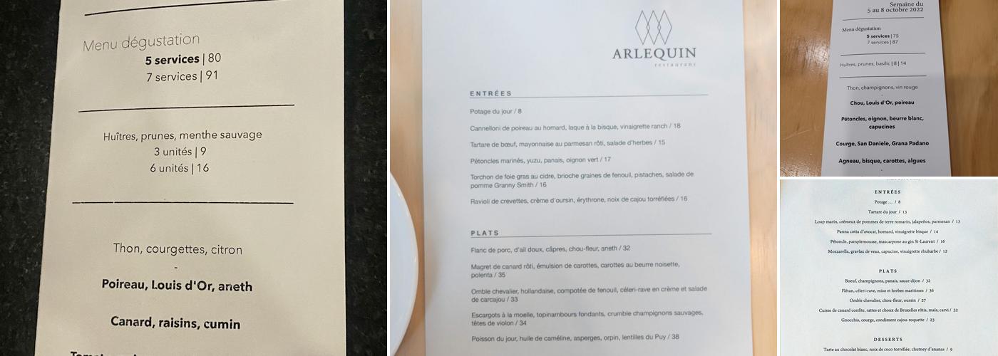 Arlequin Menu