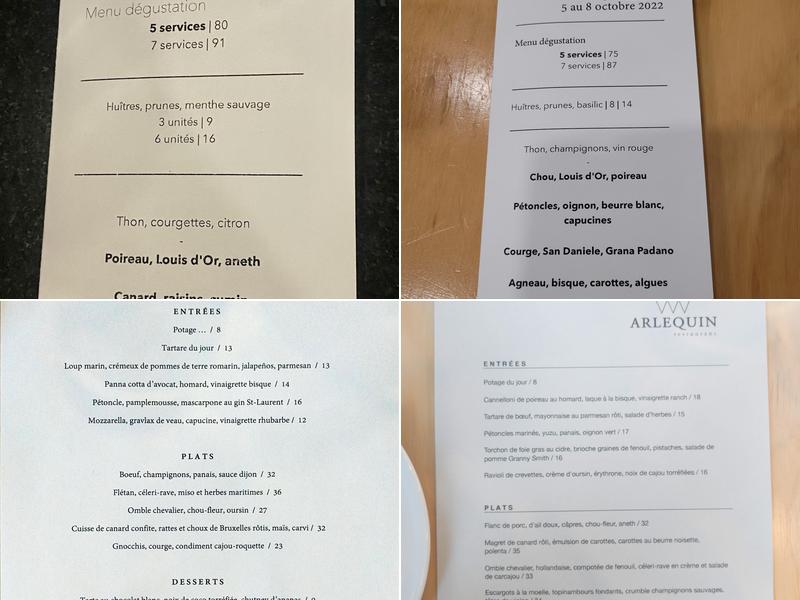 Arlequin Menu