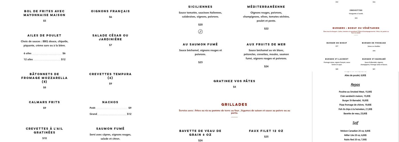 Pub St-Barnabe Menu