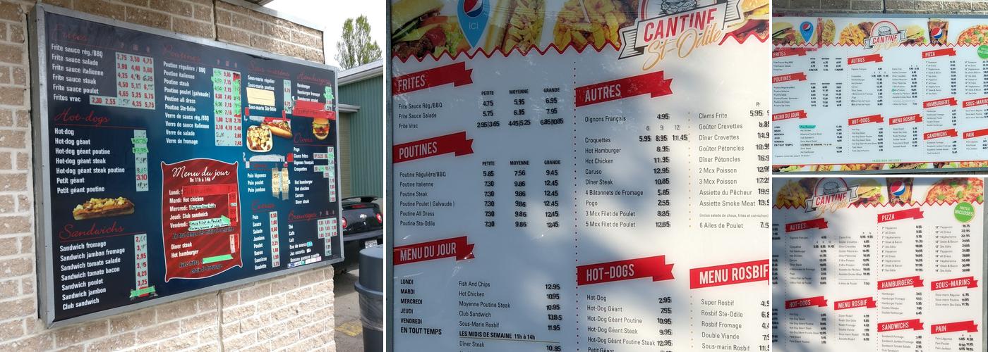 Cantine Ste-Odile Menu