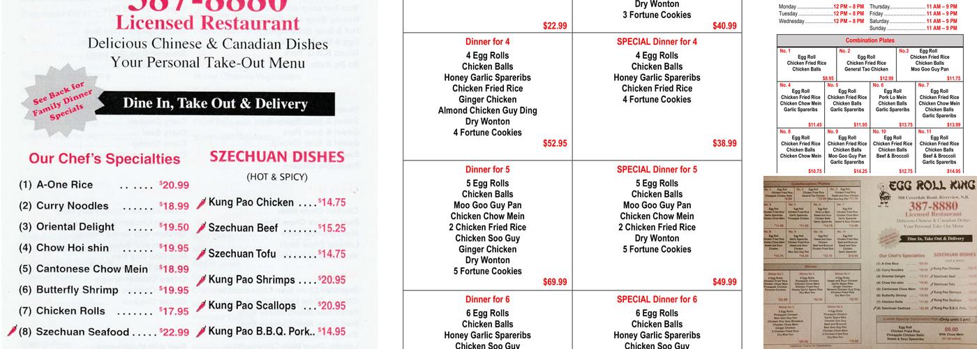 Egg Roll King Menu