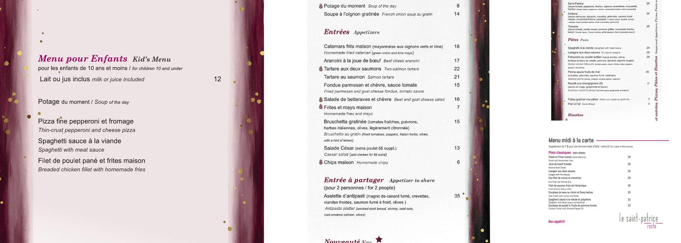 Restaurant Le Saint-Patrice Menu