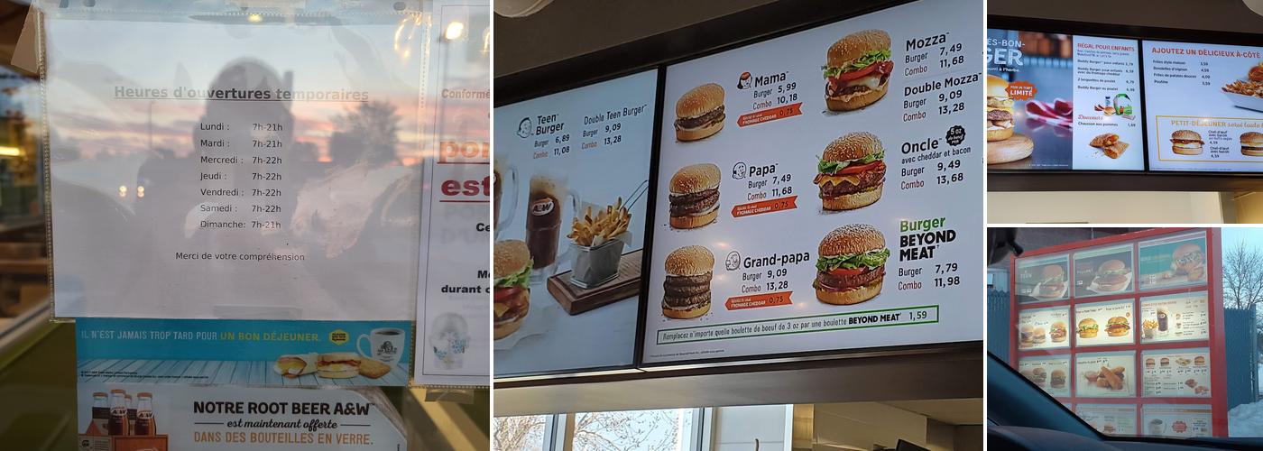 A&W Canada Menu