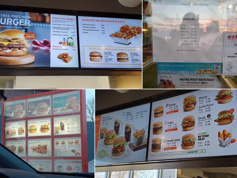 A&W Canada Menu