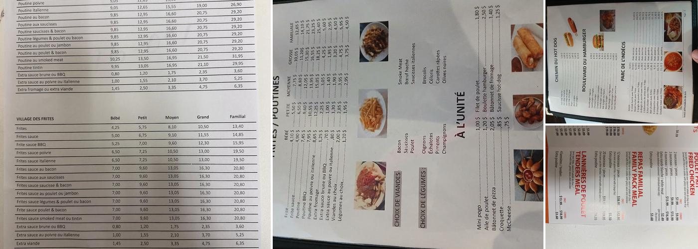 Poutinerie Du Cuivre, La Menu