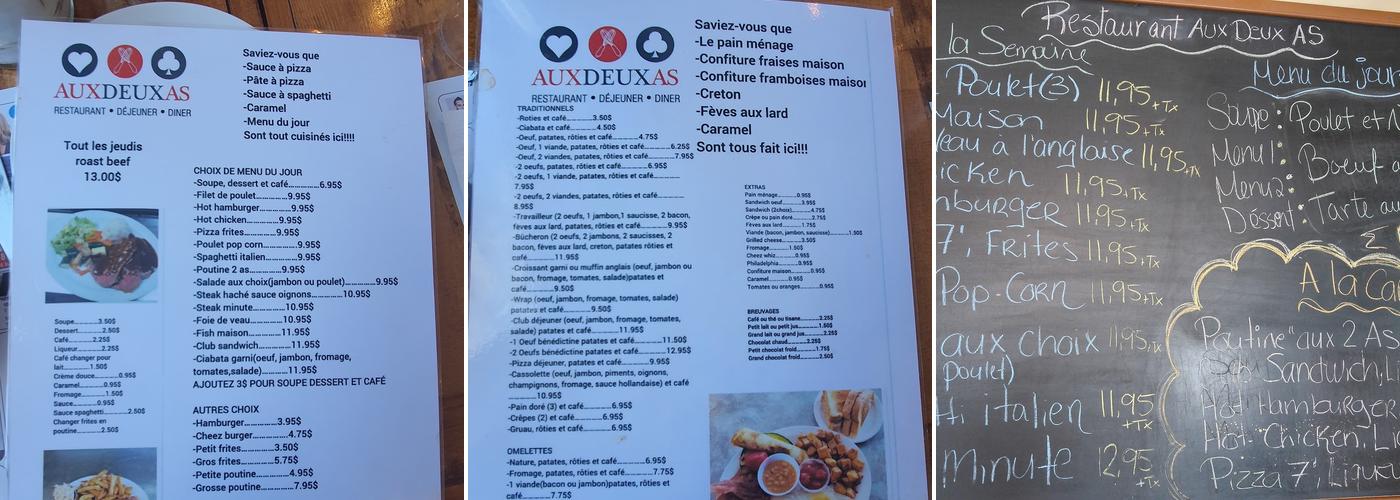 Restaurant Aux Deux As Menu