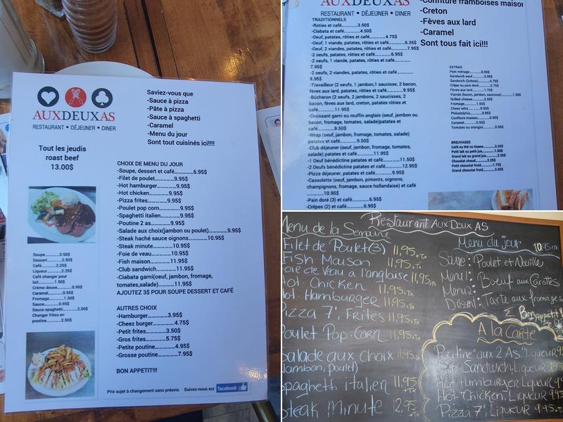 Restaurant Aux Deux As Menu