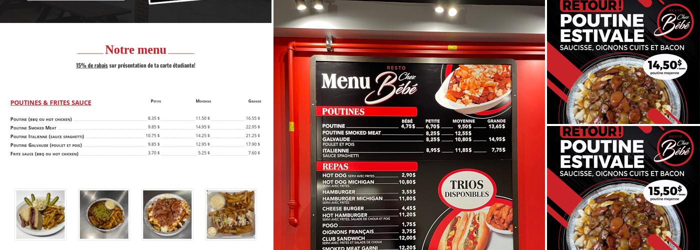 Resto Chez Bébé Menu