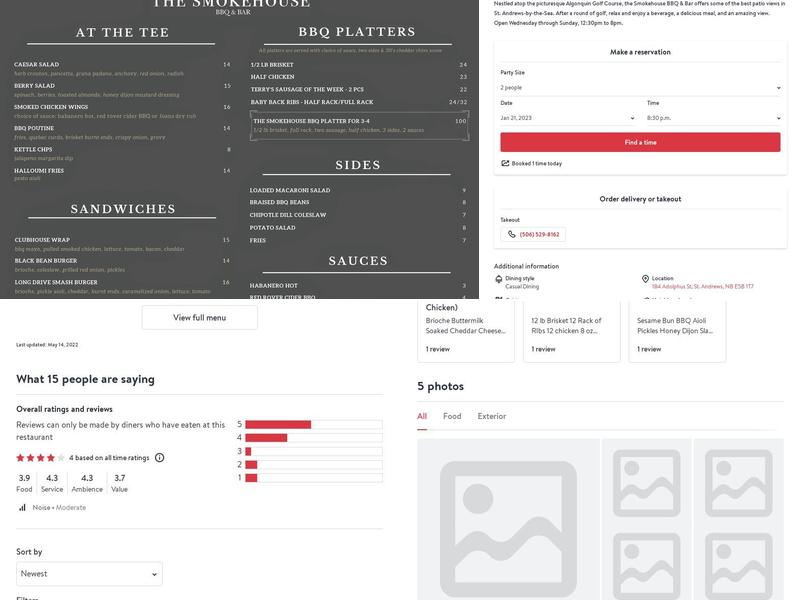The Smokehouse BBQ & Bar Menu