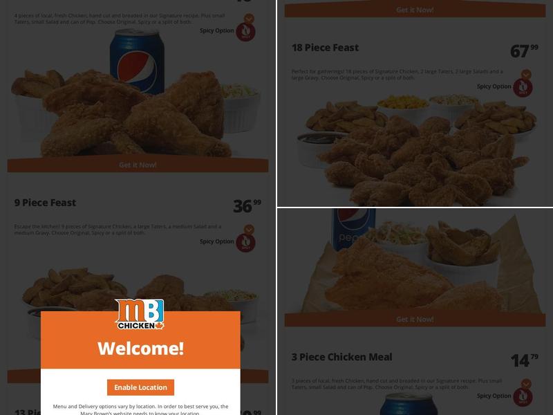 Mary Brown's Chicken & Taters Menu