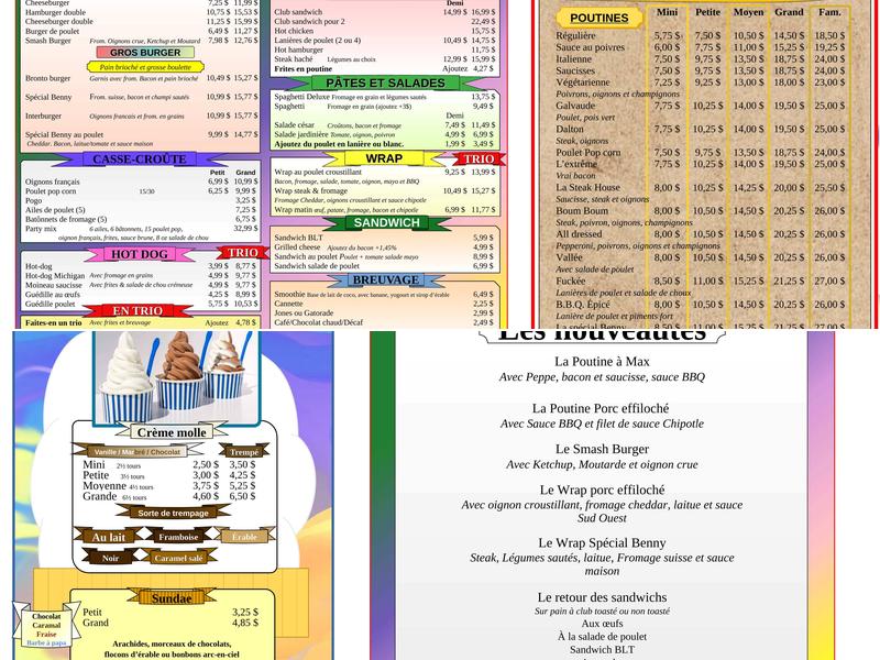 Casse-croute Chez Benny Menu