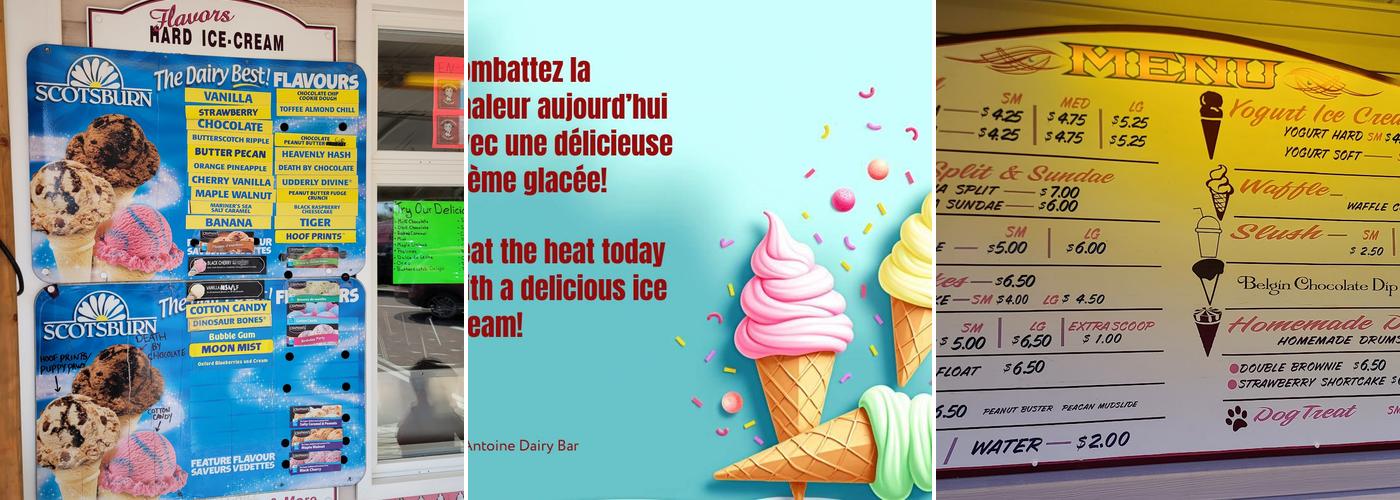 St Antoine Dairy Bar Menu