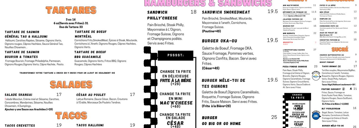 Les Insupportables Menu