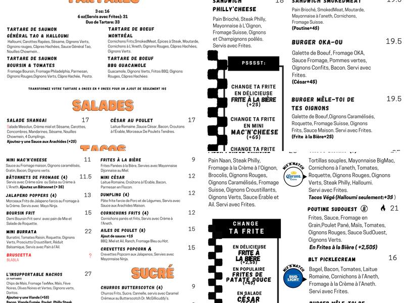 Les Insupportables Menu