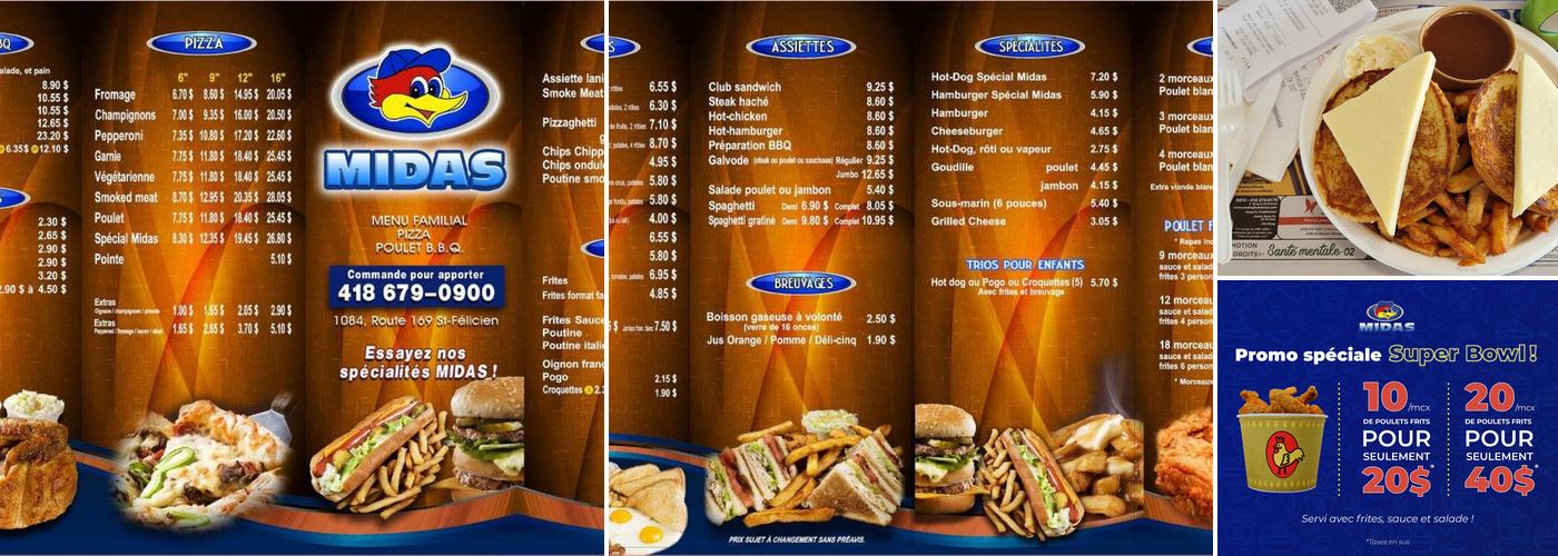 Restaurant Midas St-Félicien Menu
