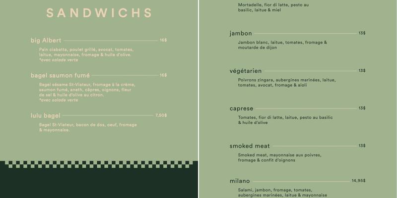 Les Passions de Manon Menu