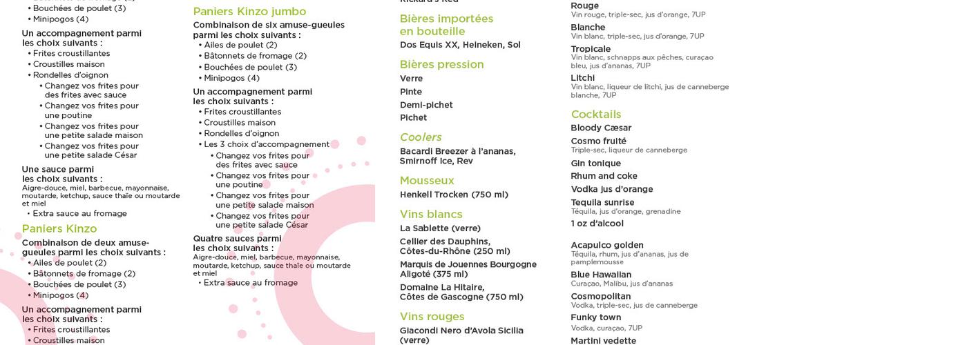 Kinzo Saint-Jean-sur-Richelieu Menu