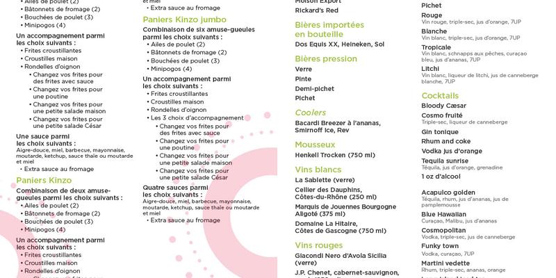 Kinzo Saint-Jean-sur-Richelieu Menu