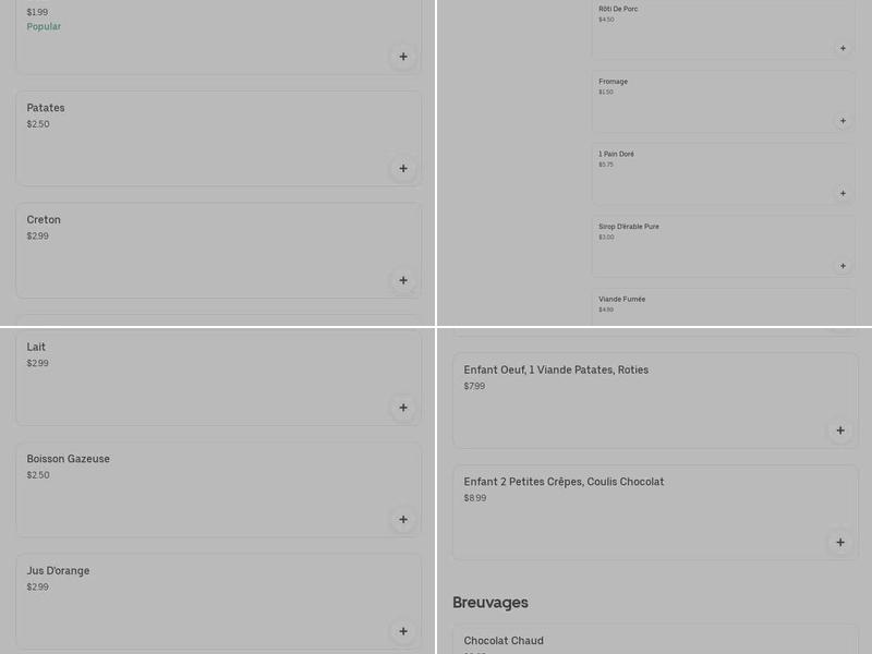 Restaurant Chez Pierro Menu