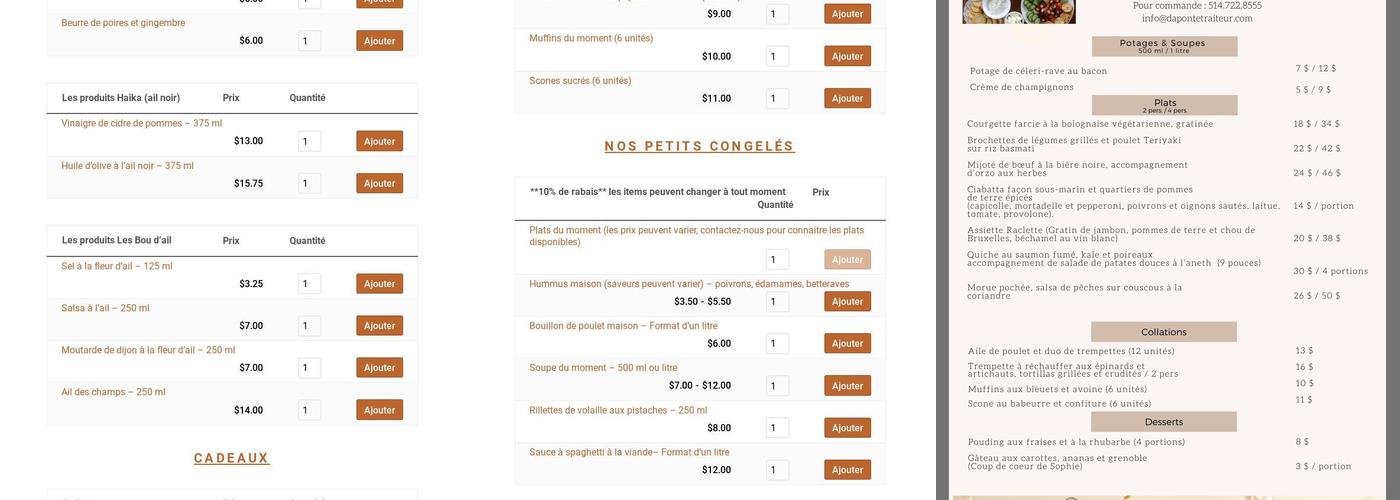 Da Ponte Catering Menu