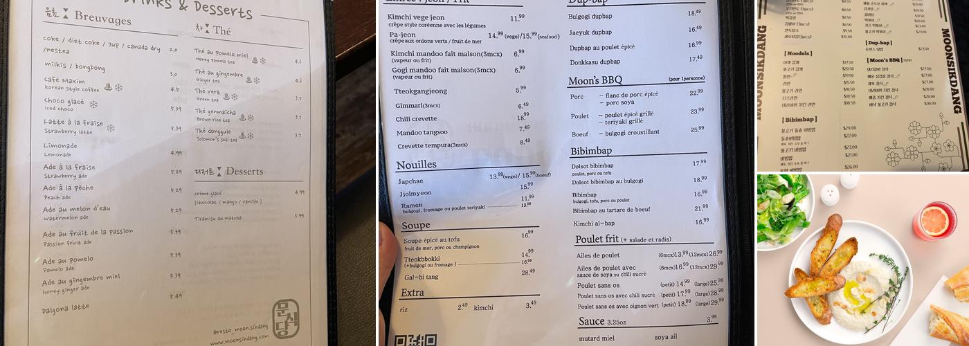 MoonSikdang Menu