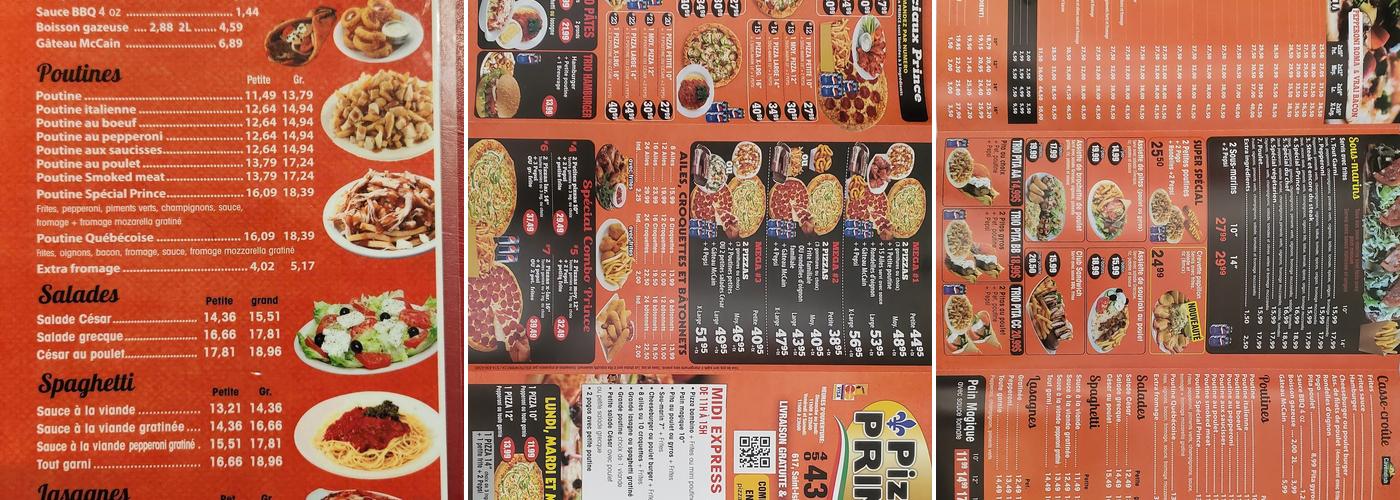 Pizza Prince Menu