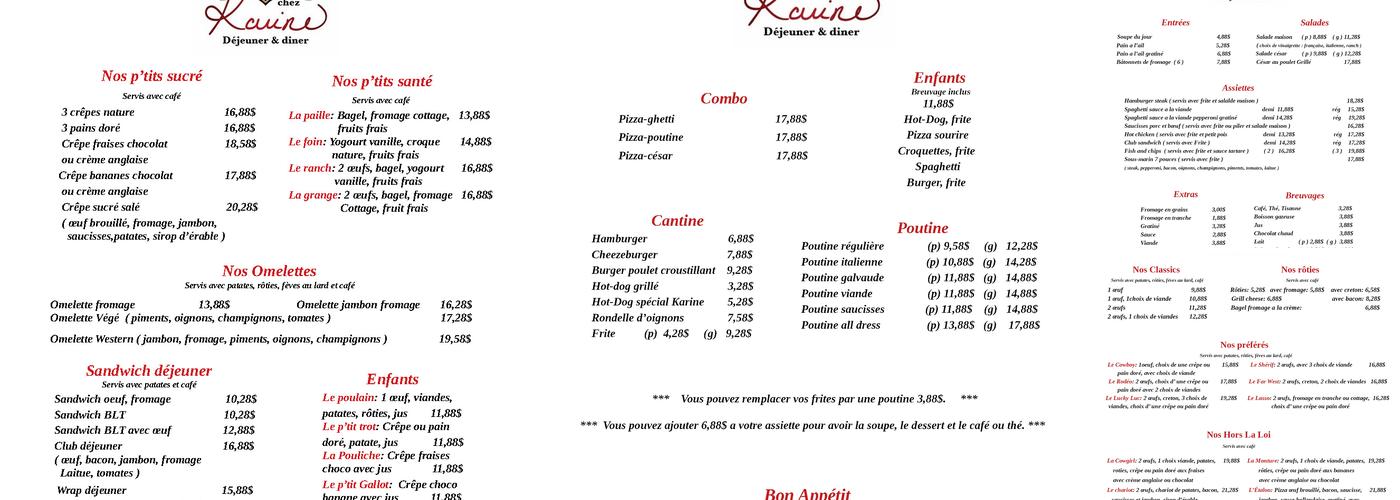 Restaurant St-Michel Menu