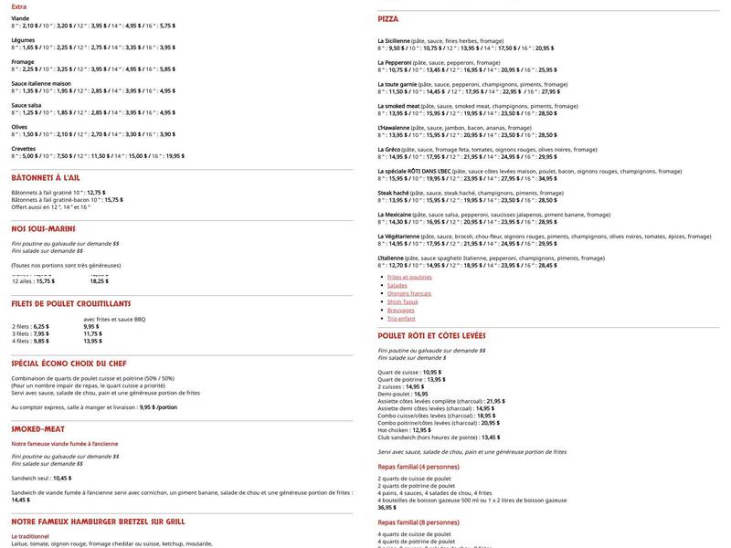 Bar Laitier La Tentation Menu