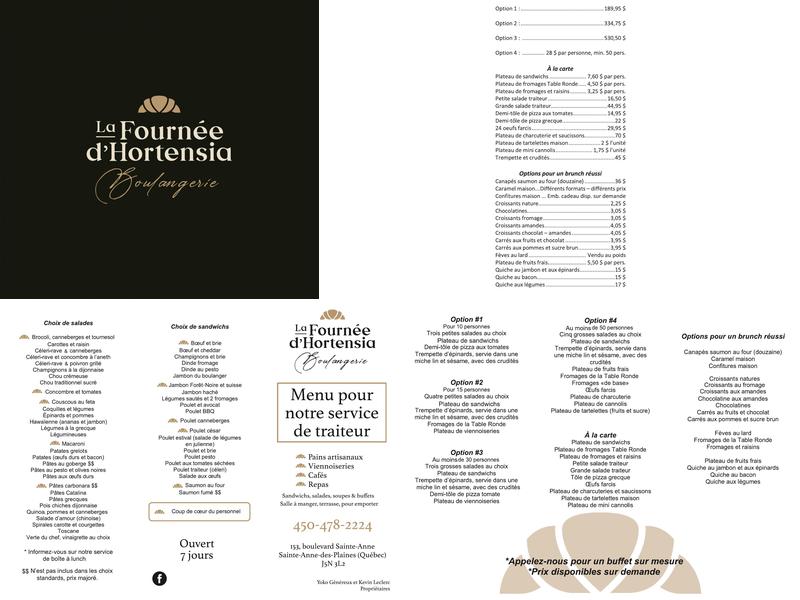 La Fournée D'Hortensia Menu