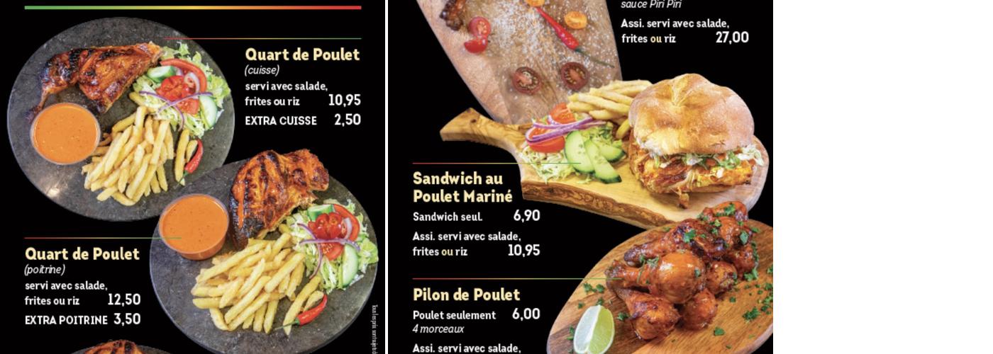 Frango piripiri Menu