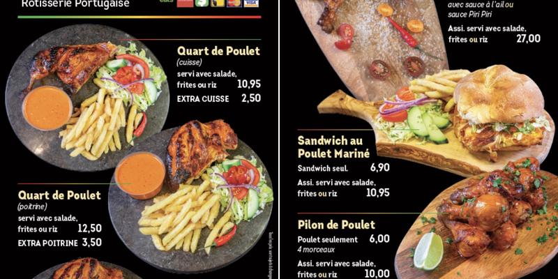 Frango piripiri Menu