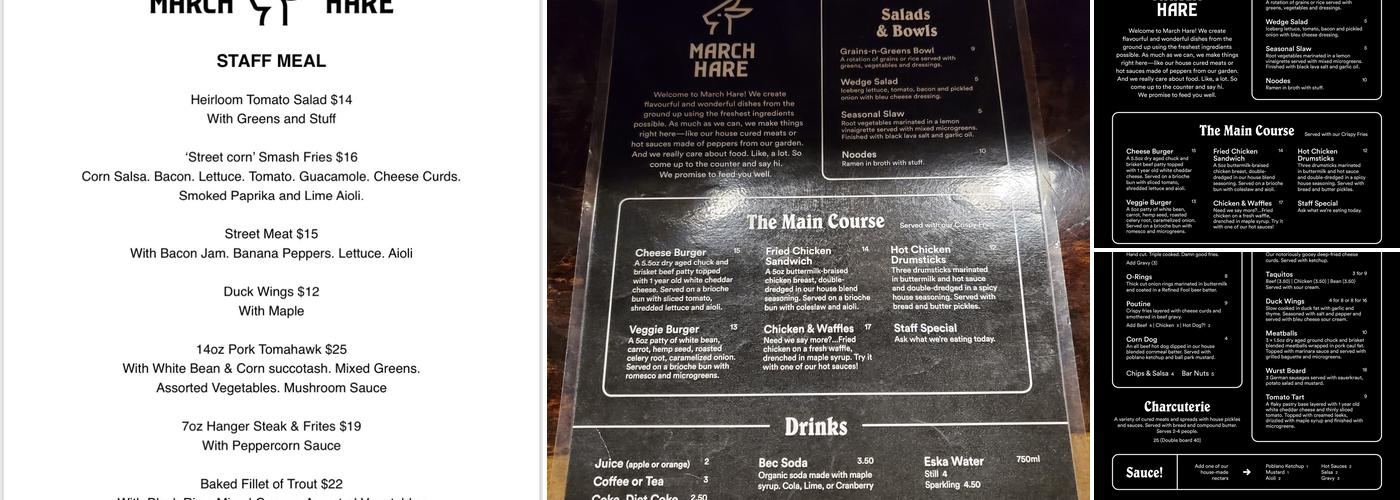March Hare Menu