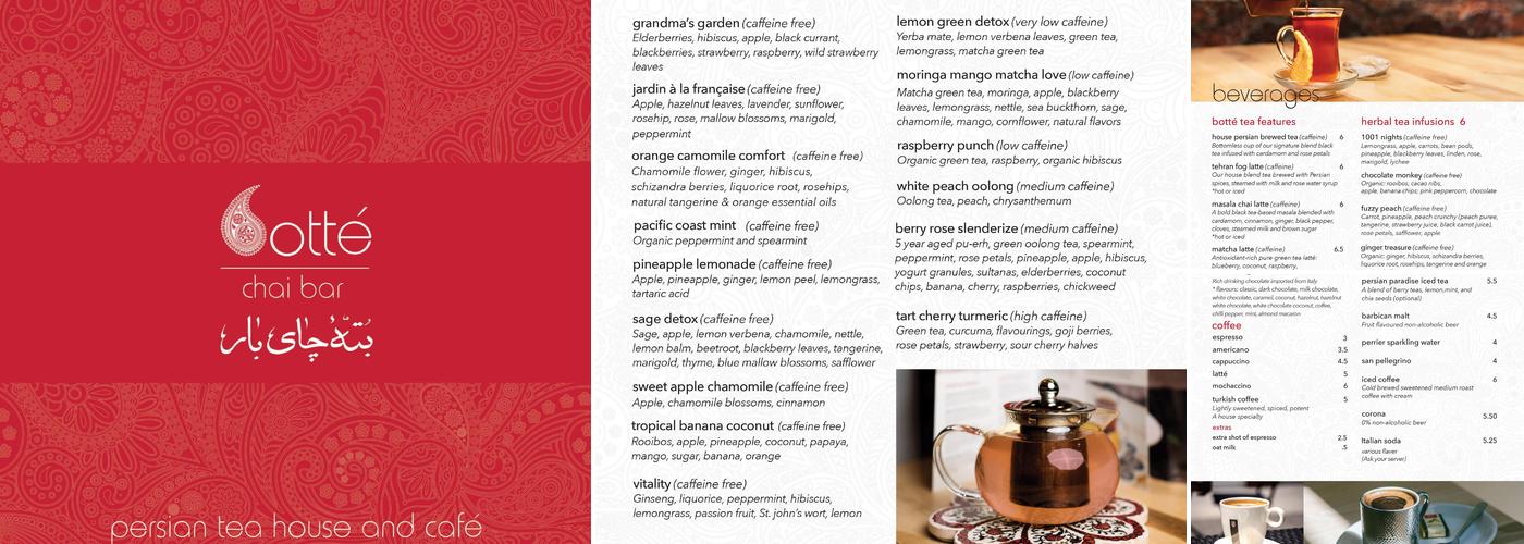 Botté Persian Cafe Menu