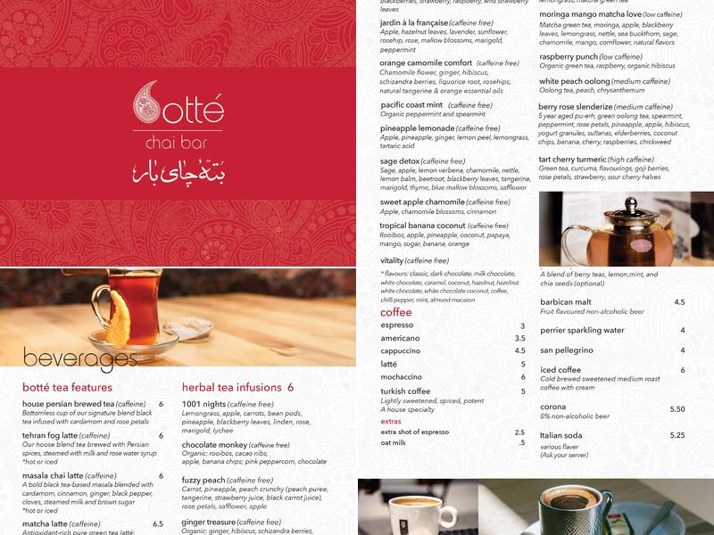 Botté Persian Cafe Menu