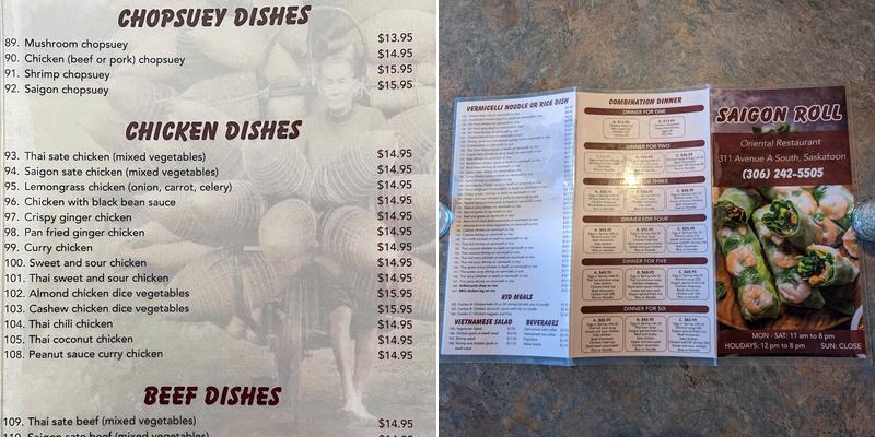 Saigon Roll Restaurant Menu