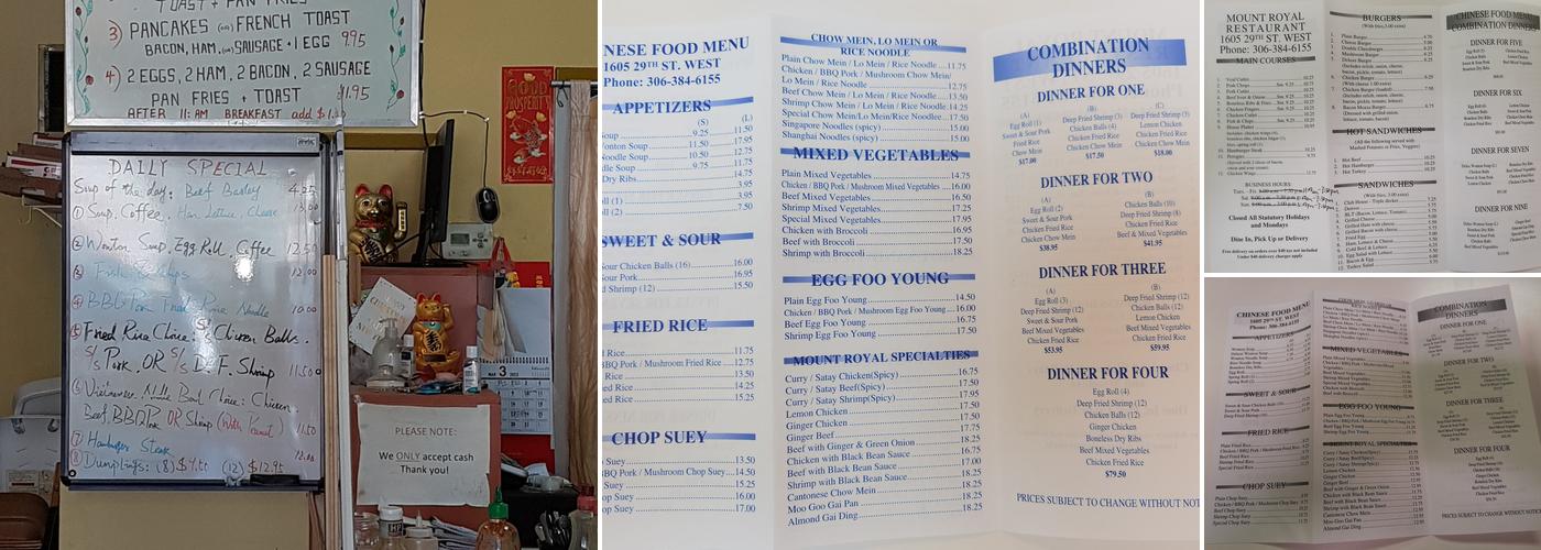 Mount Royal Restaurant Menu