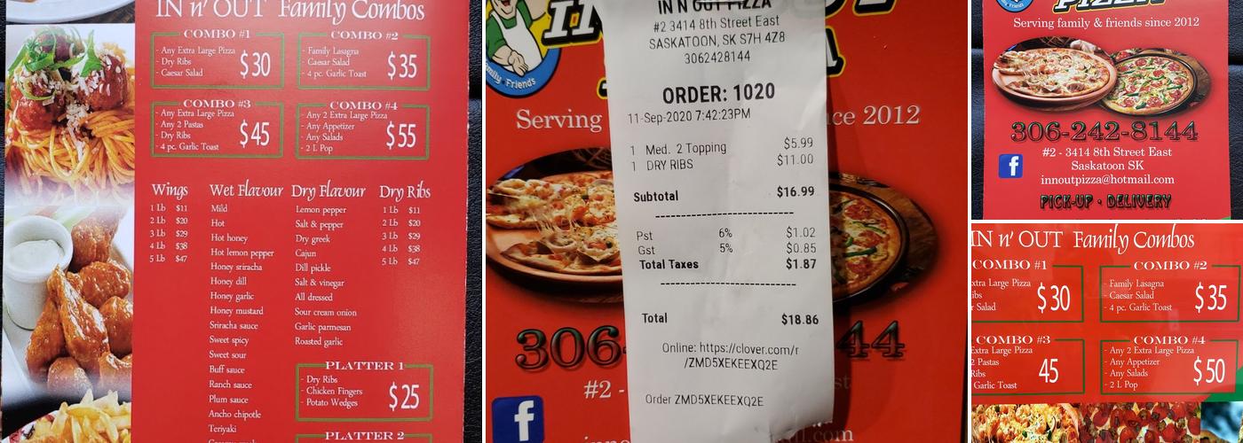 In N’ Out Pizza Menu