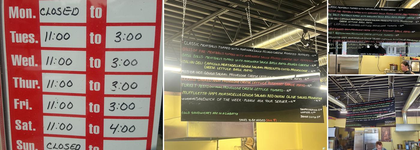 Italian Sandwiches Menu