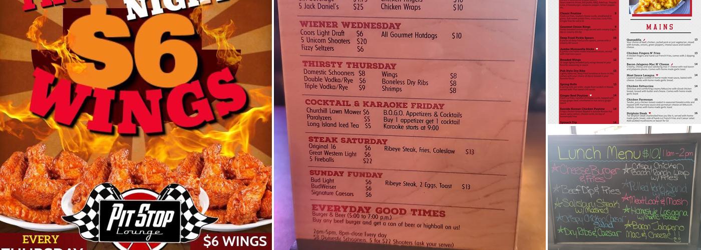 PitStop Lounge Menu