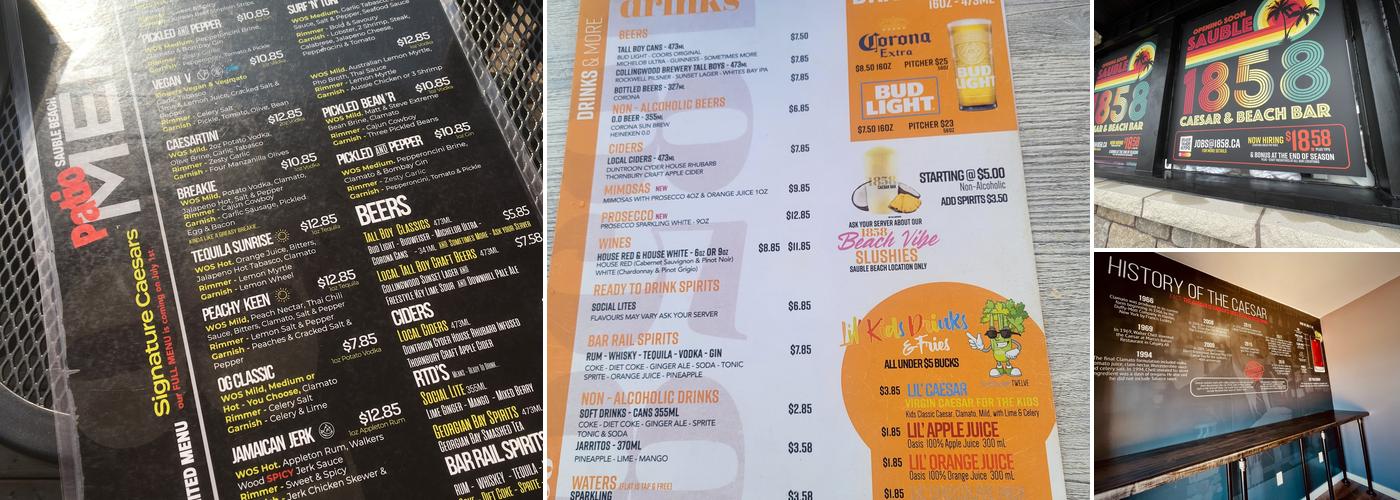 1858 Caesar Bar Sauble Beach Menu