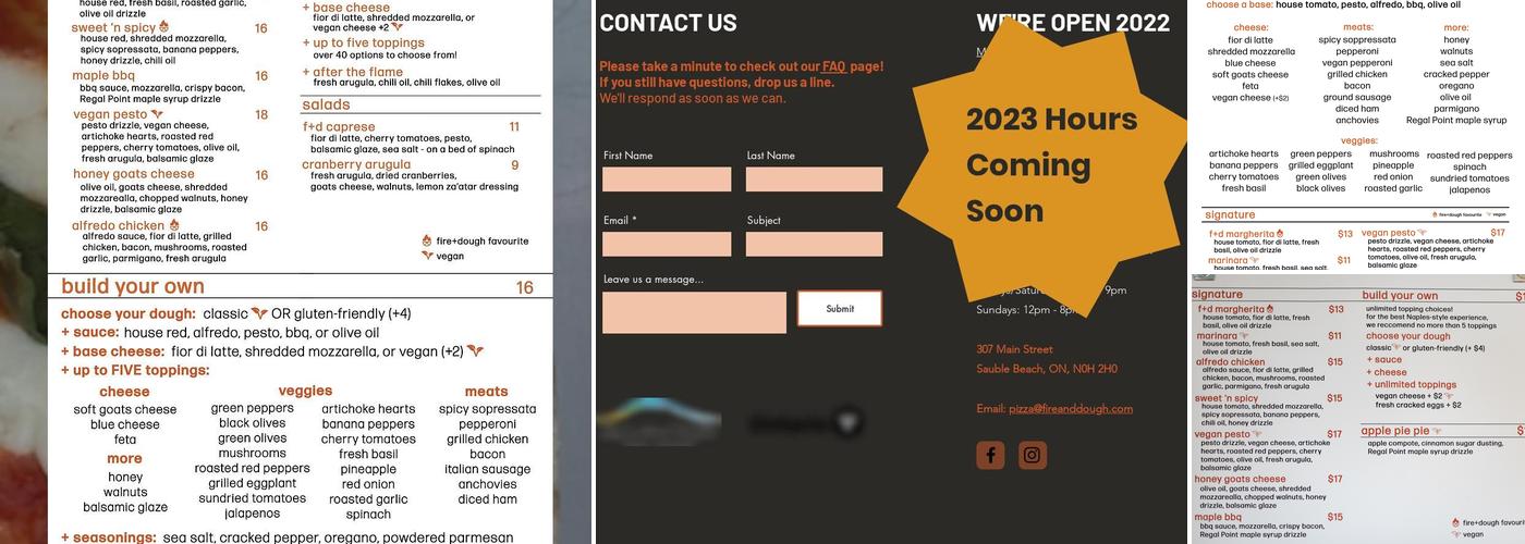 Fire+Dough Flame Fired Pizza Menu